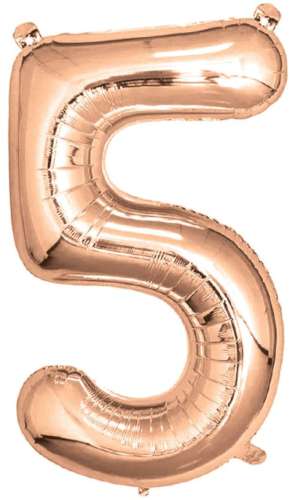 Rose Gold Foil Number Balloon - No 5 - Click Image to Close